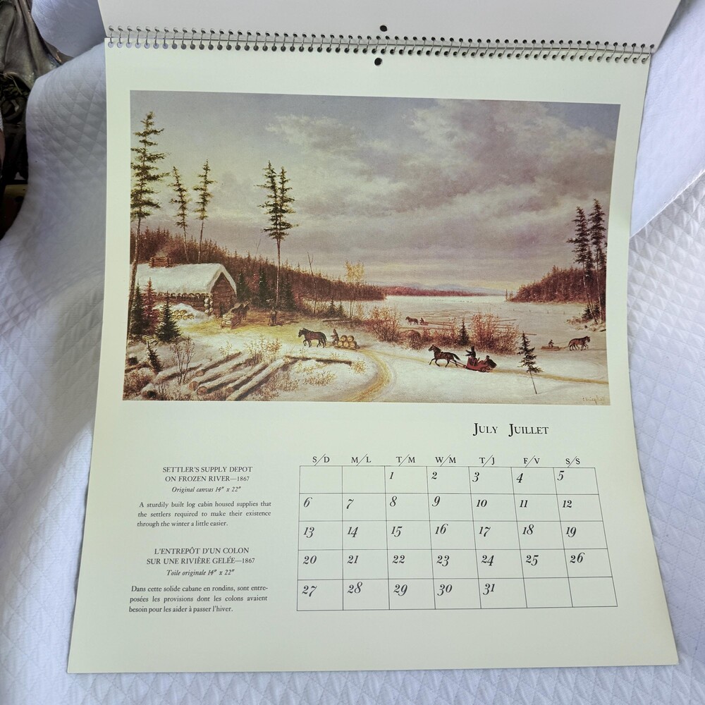 Vintage 1980 Cornelius Krieghoff Wall Calendar Coutts Hallmark Canadian Art Prin - Picture 3 of 9